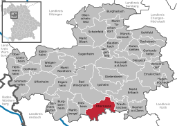 Läget för Obernzenn i Landkreis Neustadt an der Aisch-Bad Windsheim