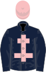 Dark blue, pink cross of lorraine and cap