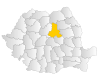Map of Romania highlighting Harghita County