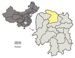 Changden sijainti Kiinan Hunanin maakunnassa