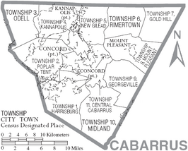 Kaart van Cabarrus County