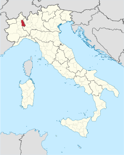 Mapang nagpapakita ng kinaroroonan ng Novara sa Italya
