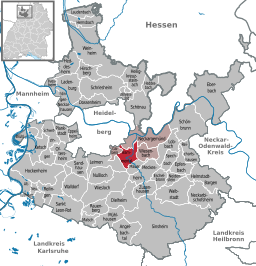 Läget för Bammental i Rhein-Neckar-Kreis