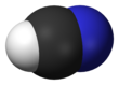 Représentation de la molécule triatomique HCN.