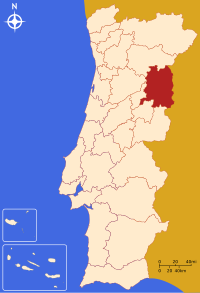 İçeri Kuzey Beira bölgesini gösteren Portekiz haritası