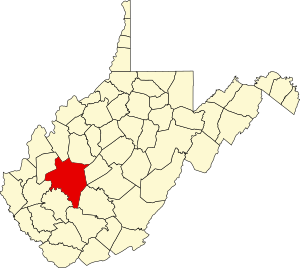 Map of West Virginia highlighting Kanawha County