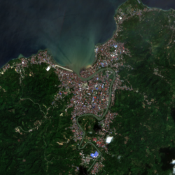 Sentinel-2 L2A satellite image, featuring the city of Poso in December 2020