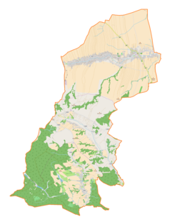 Mapa konturowa gminy Markowa, w centrum znajduje się punkt z opisem „Husów”