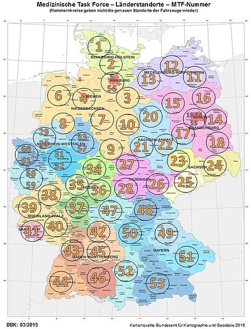 Medizinische Task Force – Länderstandorte – MTF-Nummern