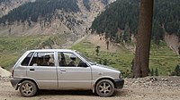 A Suzuki Mehran VX 2001 model at Lowari Pass