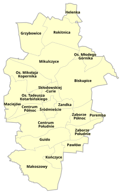 Zabrze - Cartiere şi zone