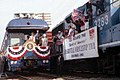 President George H. W. Bush and First Lady Barbara Bush making an appearance during their 1992 whistle-stop tour of Ohio