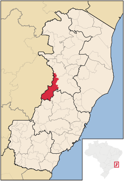 Localização de Baixo Guandu no Espírito Santo