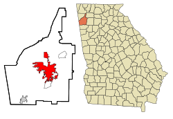 Location in Floyd County and the state of Georgia