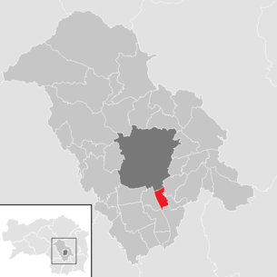 Lage der Gemeinde Gössendorf im Bezirk Graz-Umgebung (anklickbare Karte)