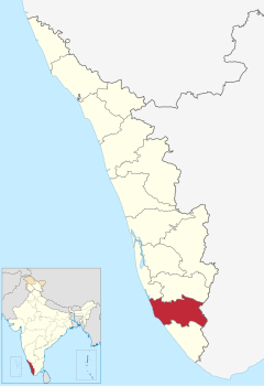 Localizacion del districte de Kollam en Kerala