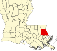 Map of Louisiana highlighting St. Tammany Parish