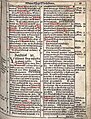 Karta Biblii nieświeskiej z 1572 (fragment Księgi Wyjścia 20 rozdział – Dziesięć przykazań) z zaznaczonym imieniem Jehowáh