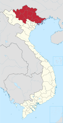 Lokasi wilayah Đông Bắc (Timur Laut) di Vietnam