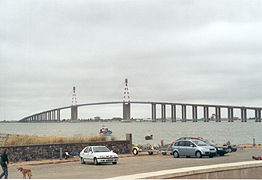 La Ponte de Saint-Nazaire vistu dende Saint-Brevin-les-Pins