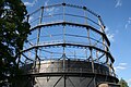 Das letzte verbliebene von ursprünglich drei Gasometern. Abhängig vom Speichervolumen konnte der «Deckel» des Gasometers hoch- oder heruntergefahren werden.