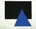 Suprematismus s modrým trojúhelníkem a černým obdélníkem, 57×66,5 cm, 1915, Stedelijk Muzeum, Amsterdam