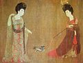 Paintings of women wearing Daxiushan during the Tang dynasty