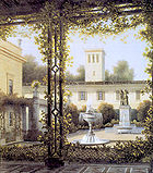 Der Gartenhof in Glienicke. Gemälde von August C. Haun nach Wilhelm Schirmer, 1837