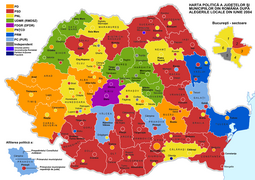 Apartenența politică a președinților de consilii județene și a primarilor municipiilor