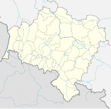 Mapa konturowa województwa dolnośląskiego, po lewej znajduje się punkt z opisem „Babia Przełęcz”