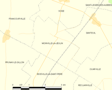 Carte de la commune de Moinville-la-Jeulin.