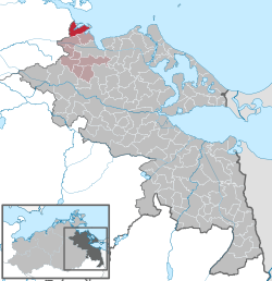 Elhelyezkedése Mecklenburg-Elő-Pomeránia térképén