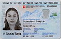 Recto de la carte d’identité suisse.