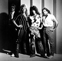 Van Halen in 1984; (L–R): Alex Van Halen, David Lee Roth, Eddie Van Halen, and Michael Anthony