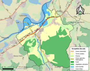 Carte en couleurs présentant l'occupation des sols.