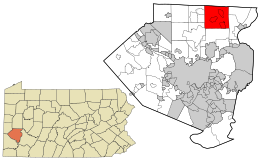 Location in Allegheny County and state of Pennsylvania