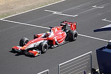 Charles Leclerc crossing the start/finish line at Jerez in 2017