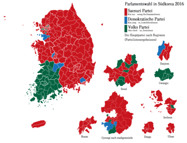 Schematische Darstellung der Wahlkreisergebnisse, rechts nach Gemeinden