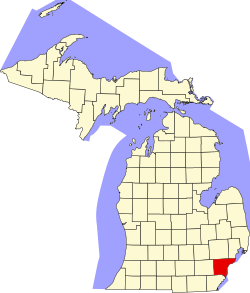 Karte von Wayne County innerhalb von Michigan