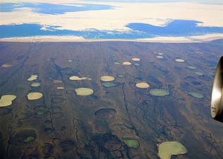 Termokarstsjöar nära Hudson Bay.