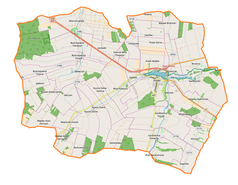 Mapa konturowa gminy Piaski, po prawej znajduje się punkt z opisem „Radiowo-Telewizyjne Centrum Nadawcze Piaski”