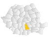 Map of Romania highlighting Dâmboviţa County