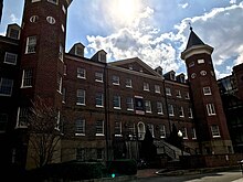 Façade of Old North viewed at an upward-looking angle