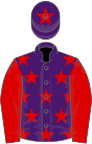 Purple, red stars and sleeves, star on cap