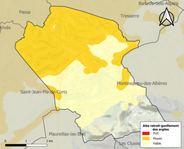 Carte des zones d'aléa retrait-gonflement des argiles.