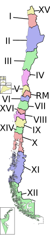 Region-region di Chili dengan angka Romawi