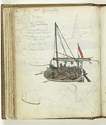 Jan Brandes' detailed sketch of an open Mayang, 1808.