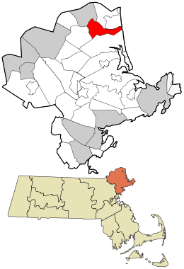 Location in Essex County and the state of Massachusetts