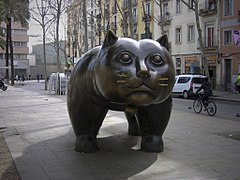 Gat (1990), de Fernando Botero, Rambla del Raval.