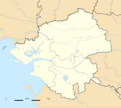 Mapa konturowa Loary Atlantyckiej, na dole nieco na prawo znajduje się punkt z opisem „Maisdon-sur-Sèvre”